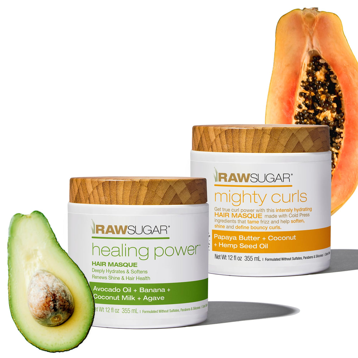 Raw Sugar Healing Power Masque Duo bottle for nourished, smoother hair