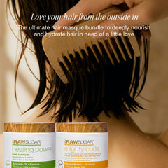 Raw Sugar Healing Power Masque Duo packaging showing color-treated hair care