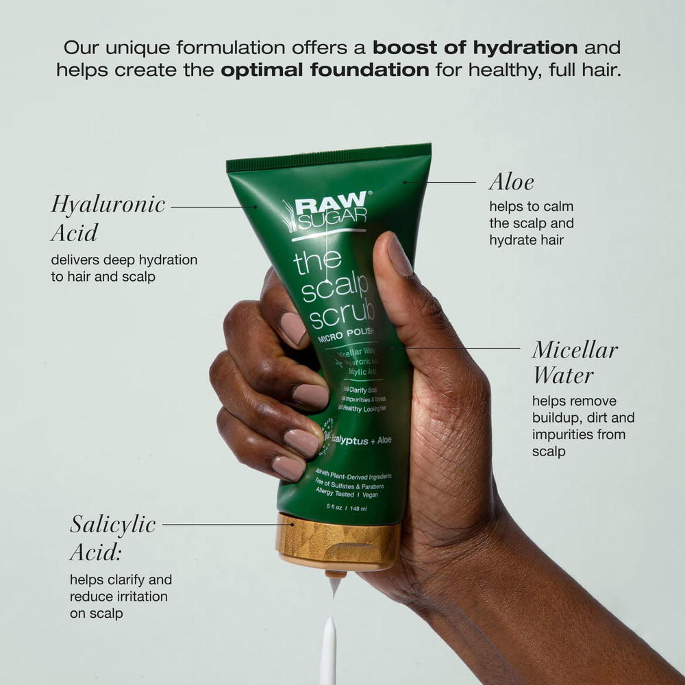 RAW SUGAR pure scalp therapy hair mask jar open for balanced nourishment