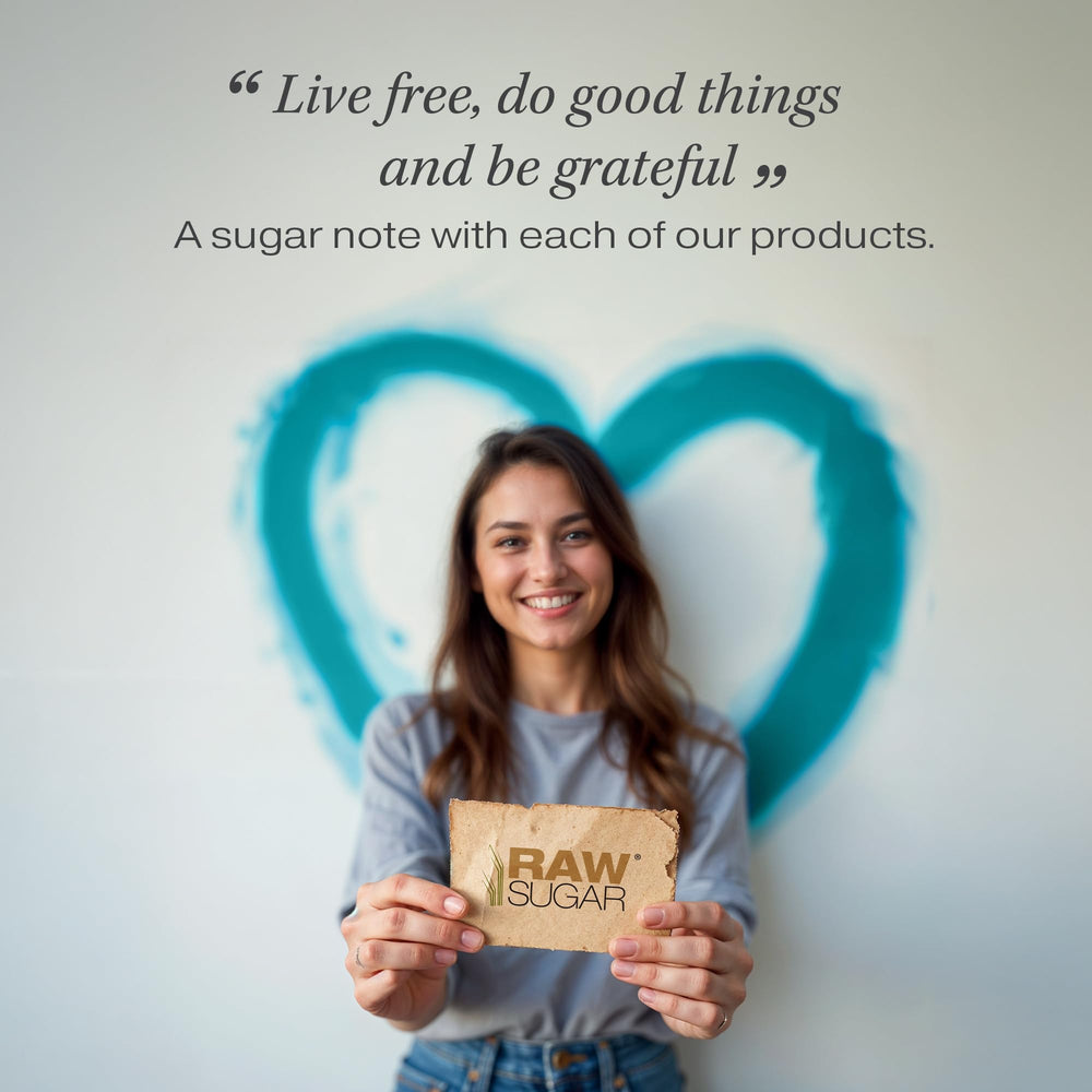 RAW SUGAR Sulfate-free badge closeup reinforces hair-friendly cleansing.