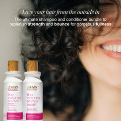 Raw Sugar Volume Revive Conditioner bottle showing moisture without weighing hair down.