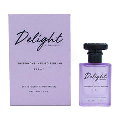 RawChemistry Delight perfume bottle closeup for night wear.