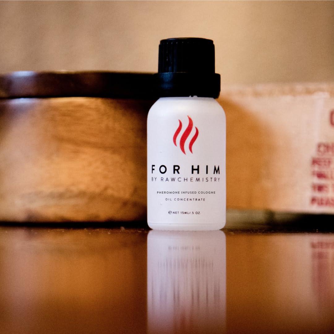 RawChemistry for Him bottle cap detail emphasizes premium, compact form.