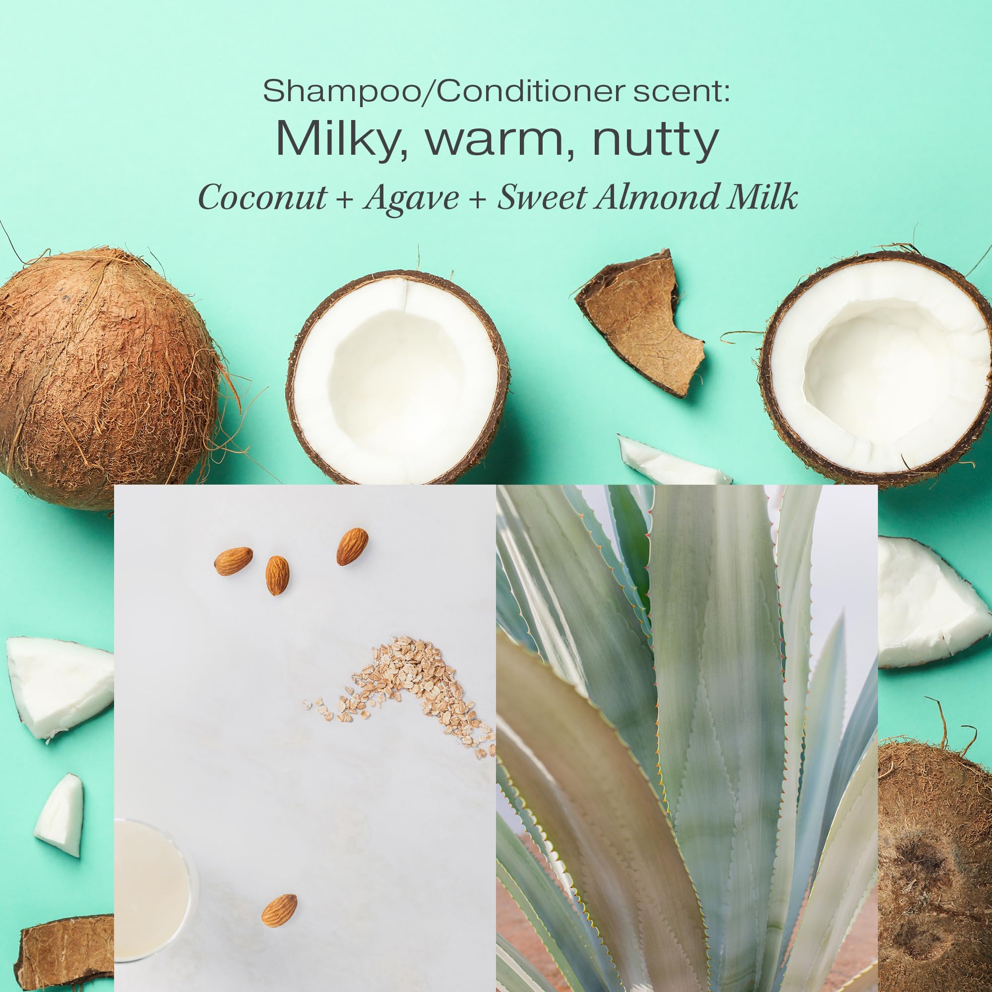 RAW SUGAR ingredients sweet almond milk - soothing conditioning and softness for dry hair.