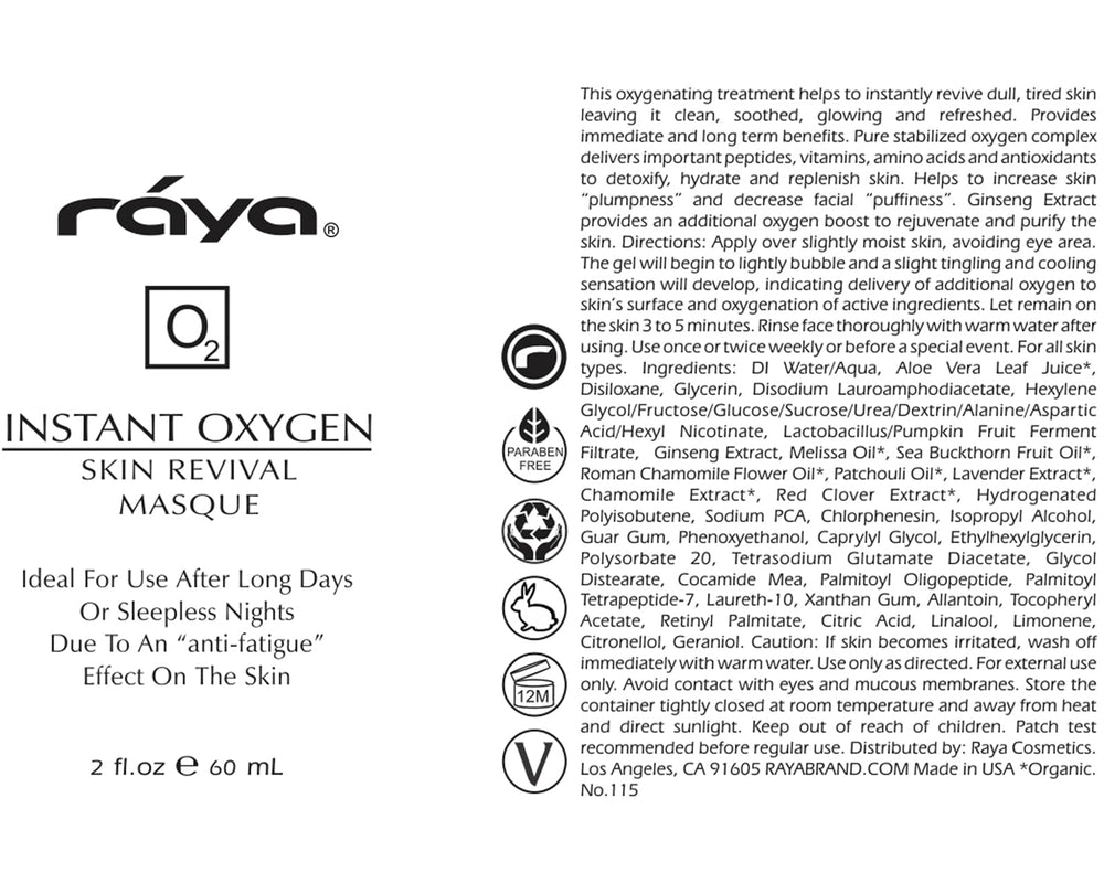 Raya Instant Oxygen Skin Revival Masque ginseng extract emphasizes botanical revitalization