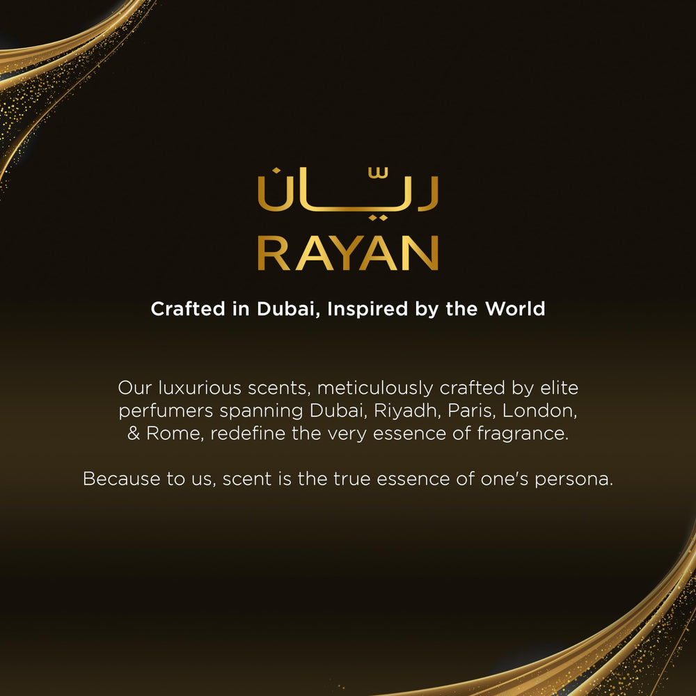RAYAN long-lasting fragrance travels from day to night with confident presence.