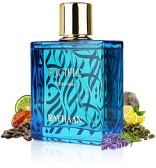 RAYHAAN Pacific for Men bottle-front with citrus notes for energetic daytime confidence.