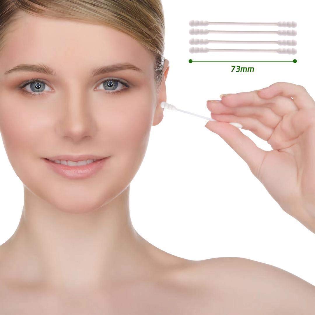 Rayhee cotton swabs with recycled paper sticks emphasize sustainable construction.