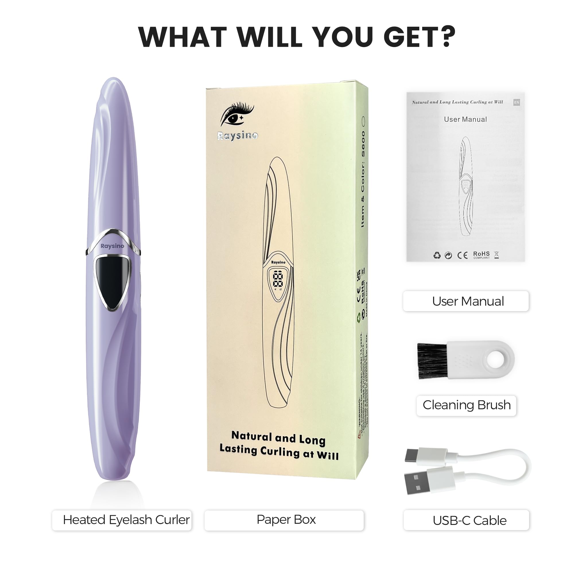 Raysino S600 curling with mascara for enhanced lash definition.