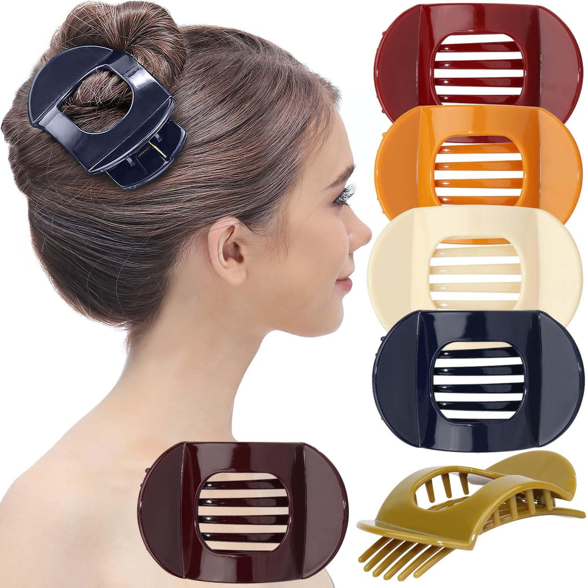 RC ROCHE flat claw clip 6-pack closeup showing compact premium styling accessory