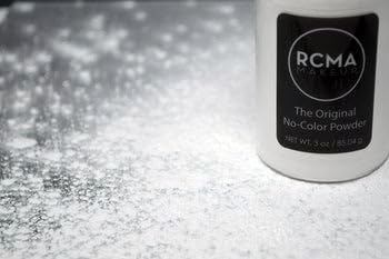RCMA No-Color Powder vegan cruelty-free seal on product label communicates ethical appeal.