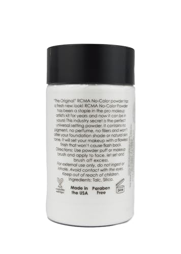 RCMA No-Color Powder under studio lighting shows no flashback, camera-ready finish.