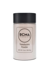 RCMA translucent loose powder texture closeup shows silky, featherweight feel for oil control.
