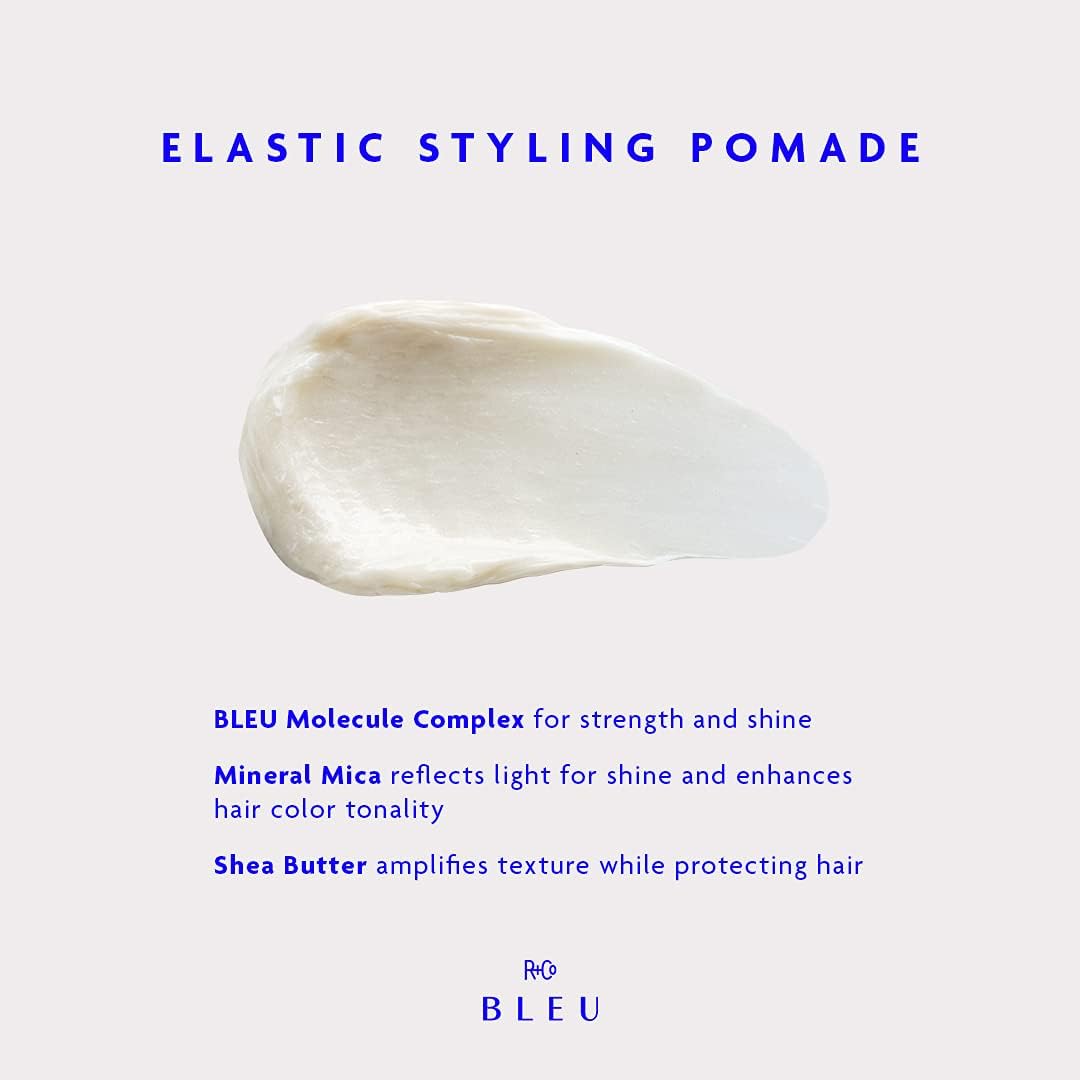 R+Co BLEU Elastic Pomade texture close-up with piecey definition