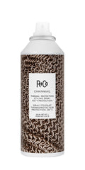 R+Co Chainmail heat protection spray bottle providing 450°F shield for smoother styling
