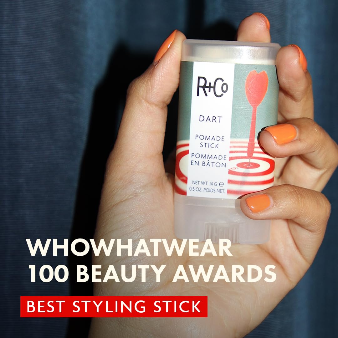 R+Co Dart Hair Wax Stick used on short hair for sculpt