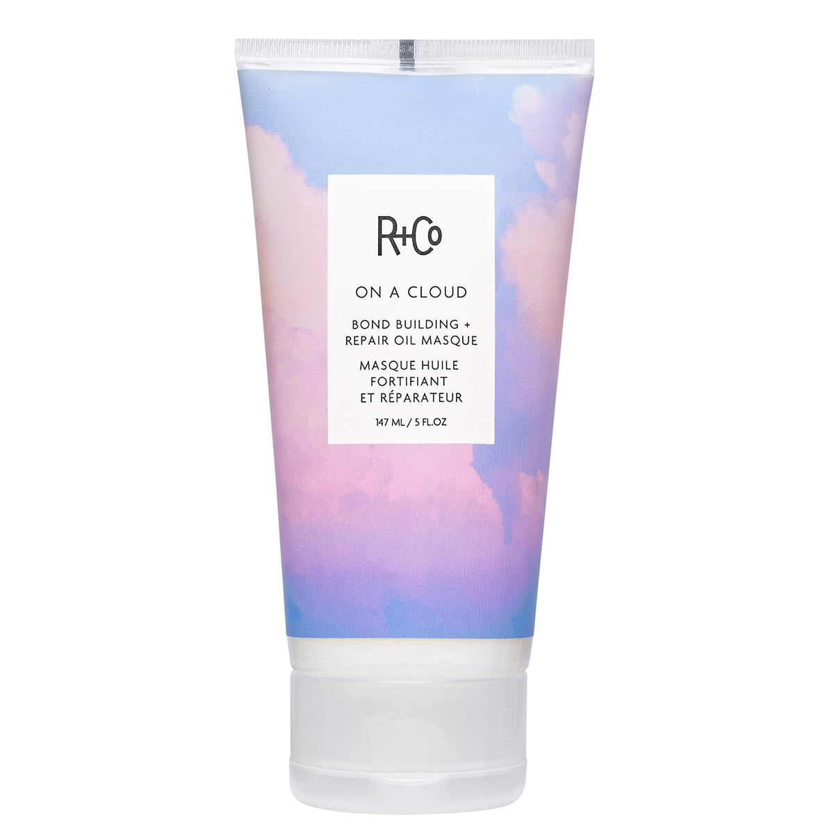 R+CO On A Cloud Baobab Oil Repair Masque bottle showing creamy texture