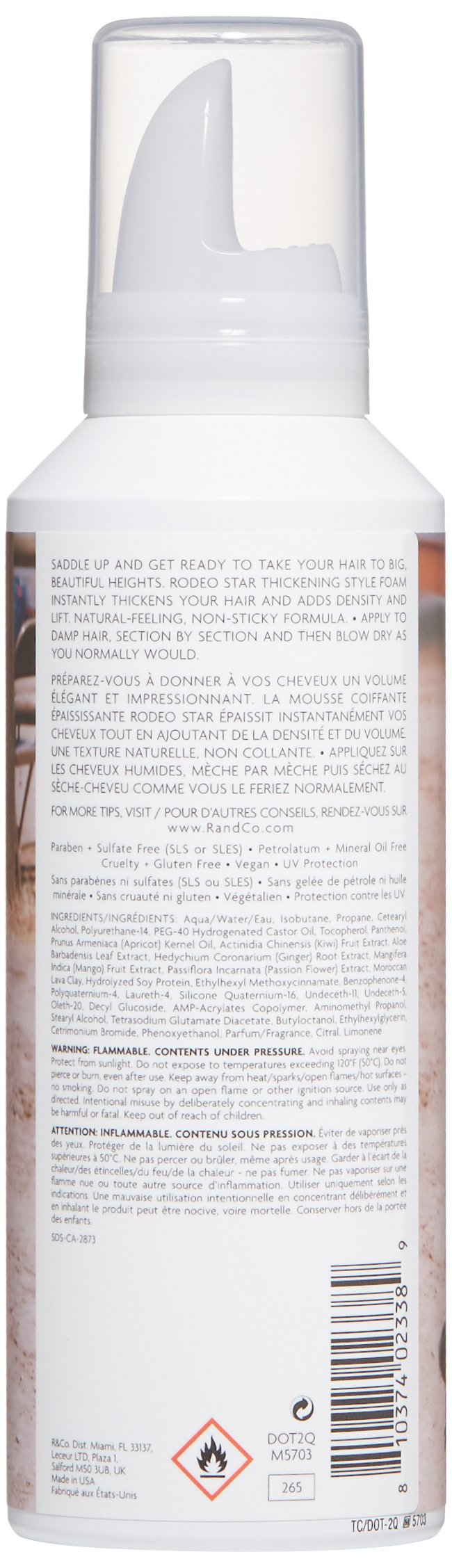 R+Co Rodeo Star application foam squeeze showcases easy, mess-free styling on damp hair.