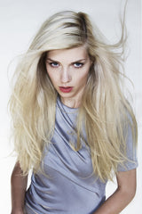 R+Co Sunset Blvd applied to hair shows brightness and silver tone