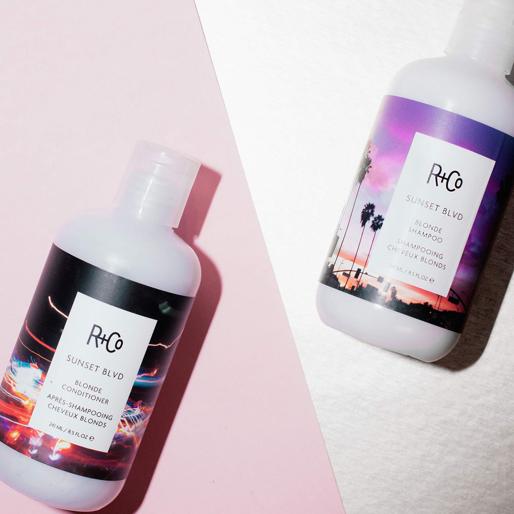 R+Co Sunset Blvd ingredients display glycerin for moisture