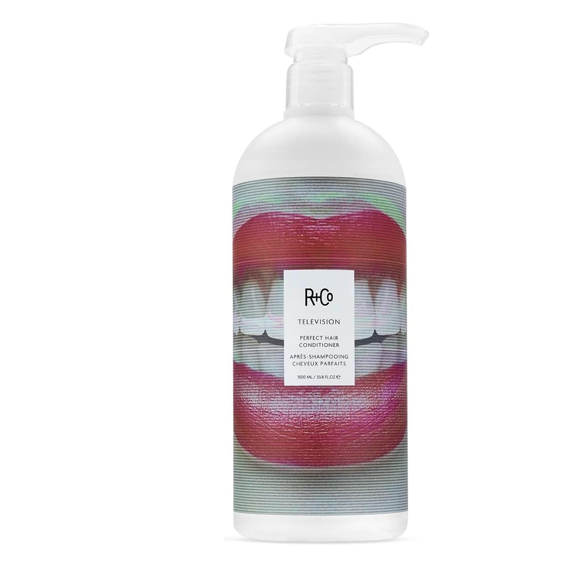 R+Co Television Perfect Hair Conditioner bottle pour delivers detangling moisture and silky finish