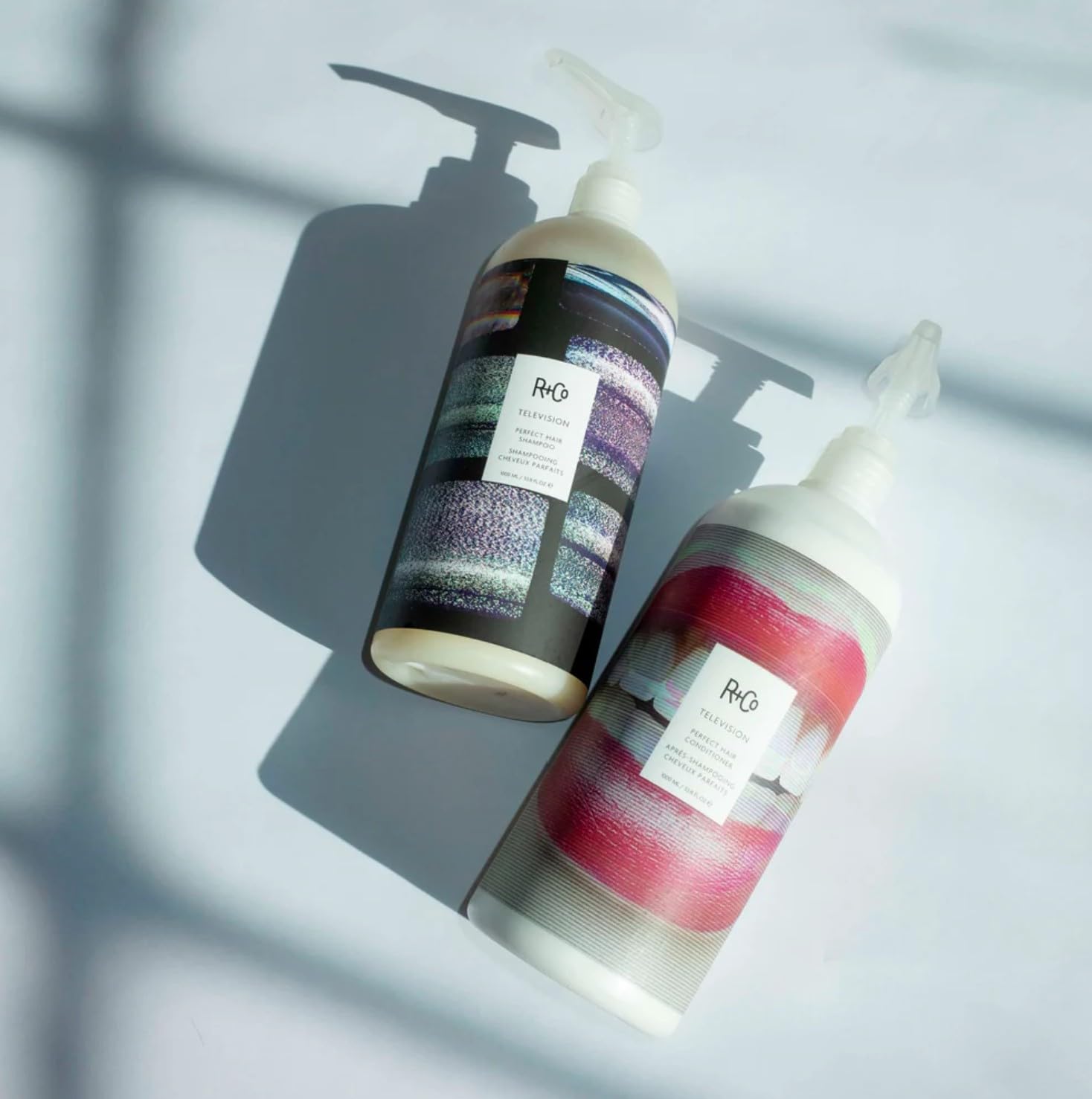 R+Co Television Perfect Hair Set pack view highlights value and double bottles