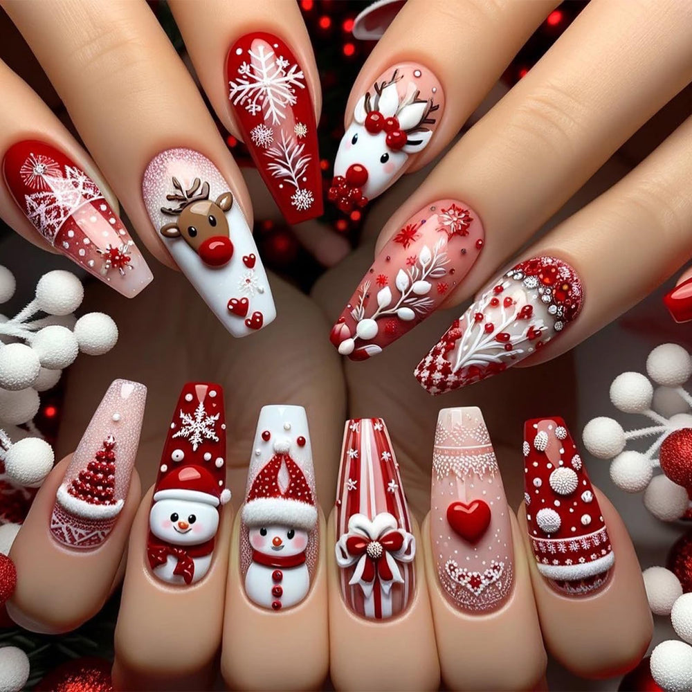 Rdntbeu Christmas press-on nails kit 24pcs for fast at-home holiday manicure