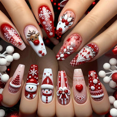 Rdntbeu Christmas press-on nails kit 24pcs for fast at-home holiday manicure
