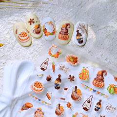 Rdntbeu pumpkin nail stickers show festive pumpkins for eye-catching nail art.