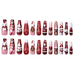 Rdntbeu snowflake pattern full-cover nails with wintry sparkle