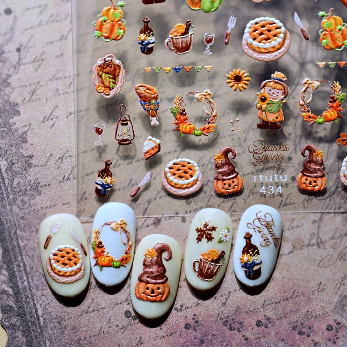 Rdntbeu Thanksgiving nail decal sheet with autumn designs for creative, long-lasting nails.