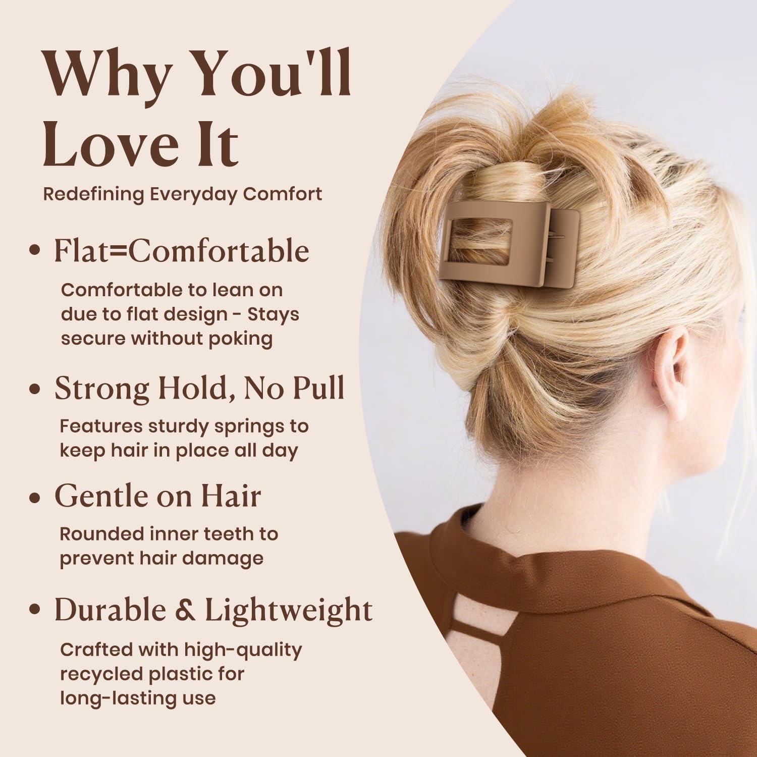 RDUQM duck-billed flat clip curved design highlighting secure hold for any hair