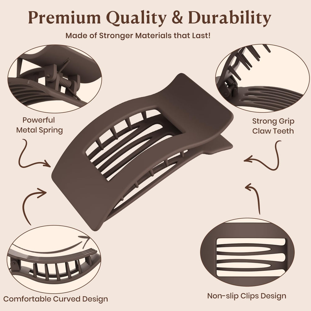RDUQM lay-flat hair clip showcases sleek shape and comfortable pressure-free wear