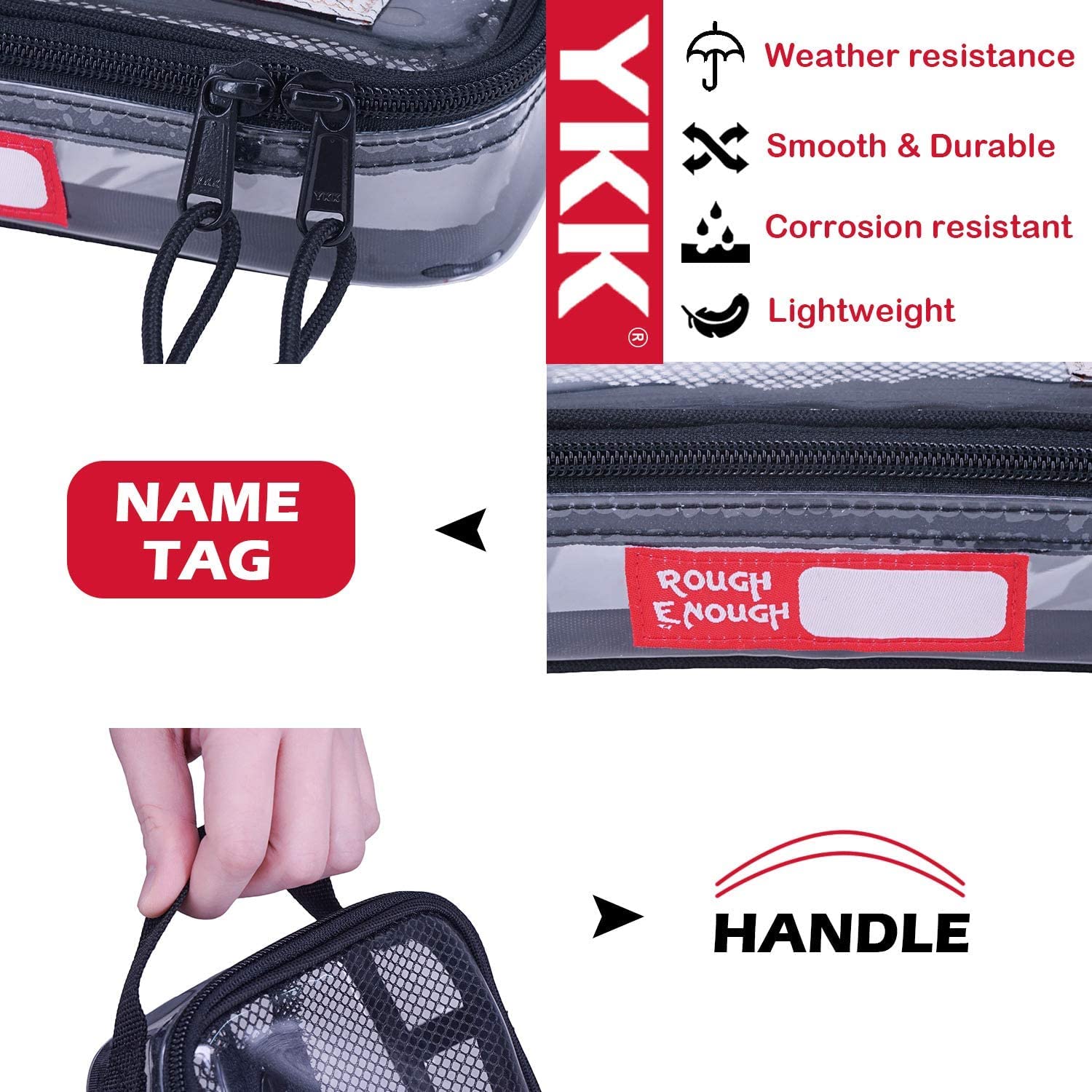RE ROUGH ENOUGH inner-mesh-pocket layout keeps small items organized inside.