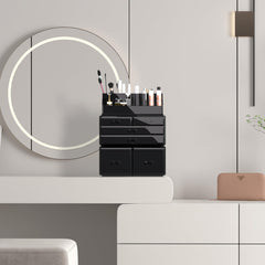 READAEER makeup organizer 6-drawer configuration, easy access to brushes and lipsticks.