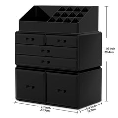 READAEER makeup organizer interlocking system keeps unit stable on dresser.