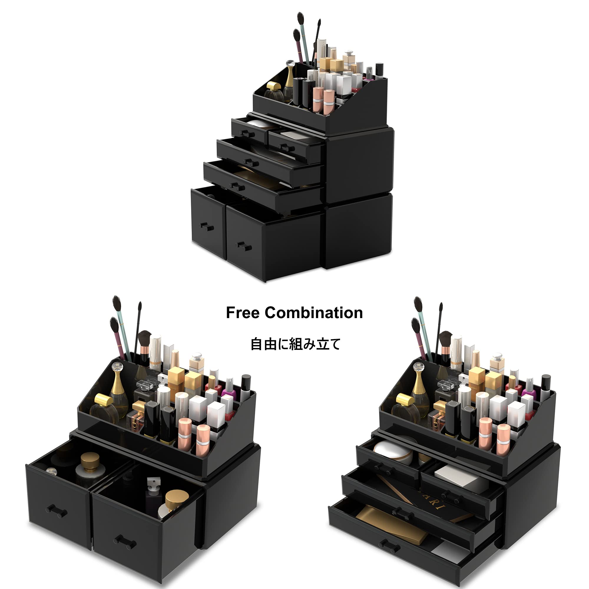 READAEER makeup organizer stackable design enables expandable storage.
