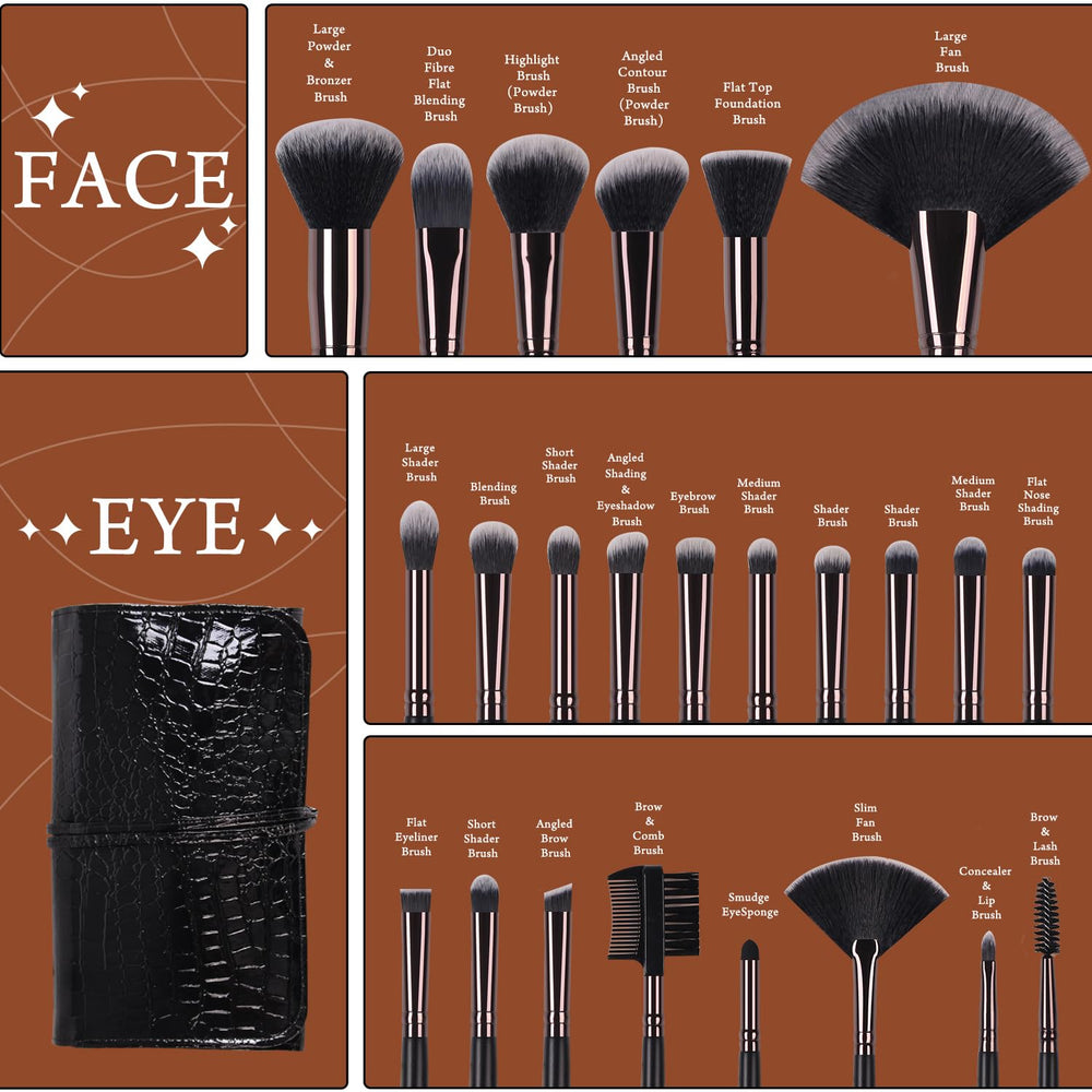 Real Perfection 24pcs brushes roll-up case enables easy storage and transport