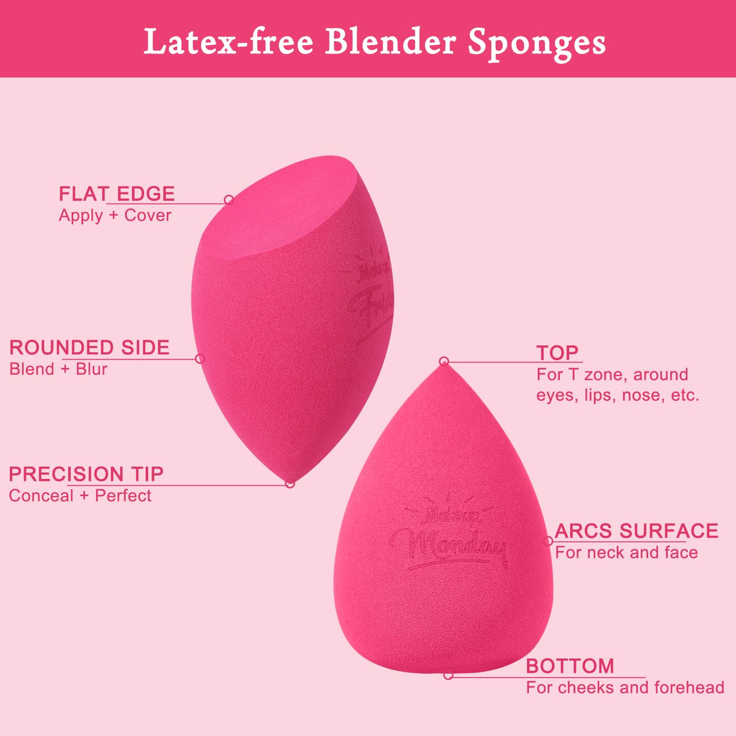 Real Perfection rose red sponges deliver smooth foundation application.