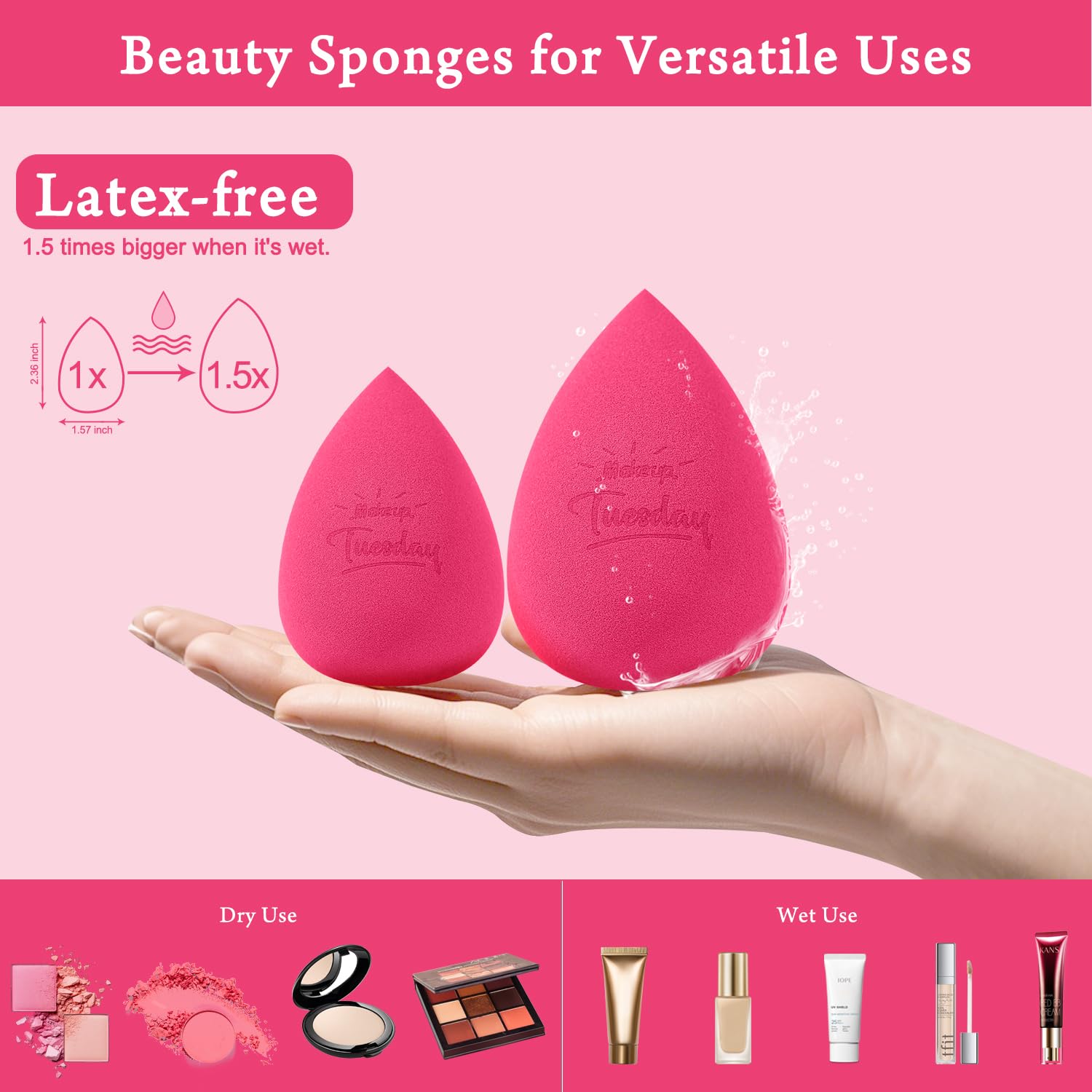 Real Perfection sponges work with wet or dry products for versatile use.