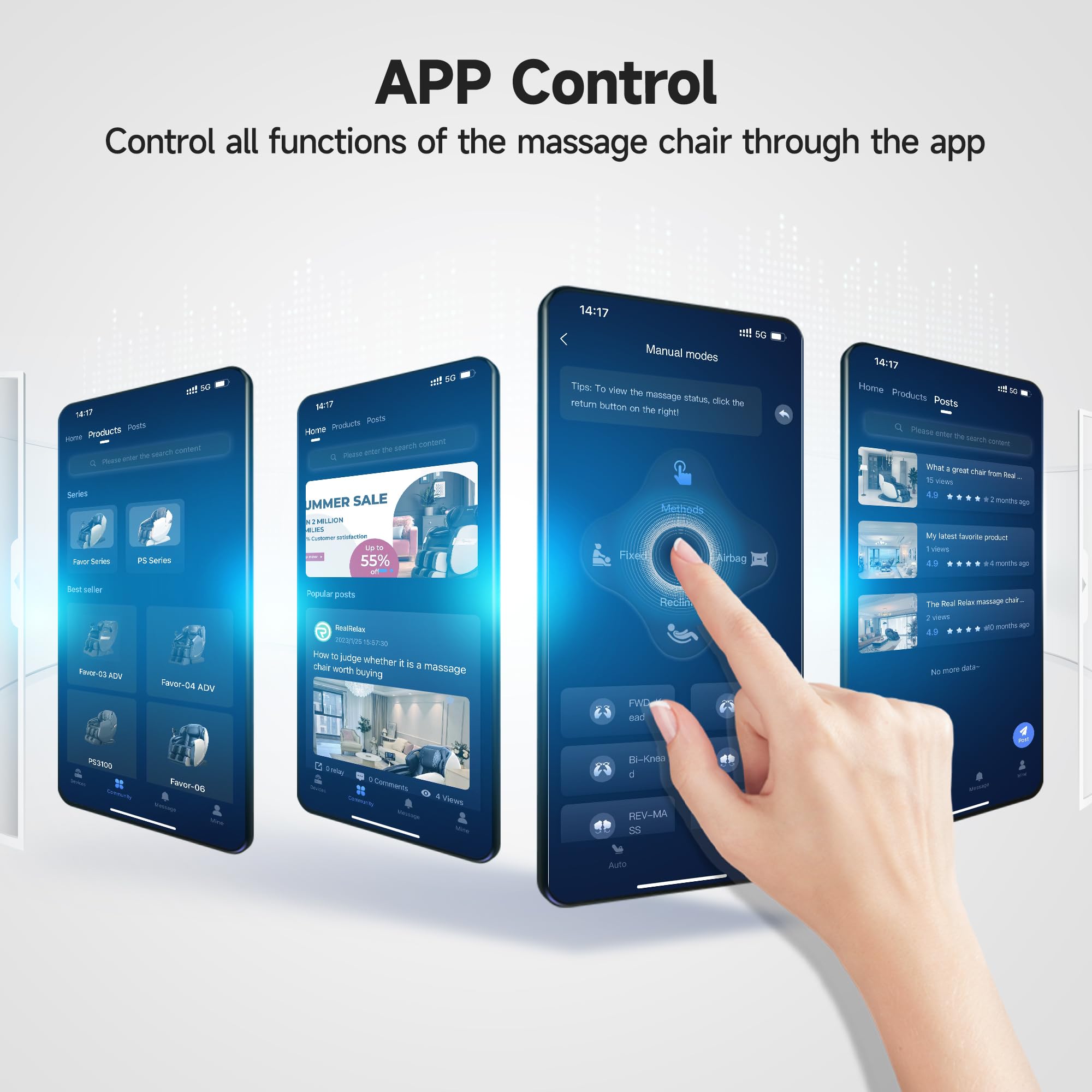 Real Relax Favor 06 Blue Bluetooth panel signals easy device pairing during use