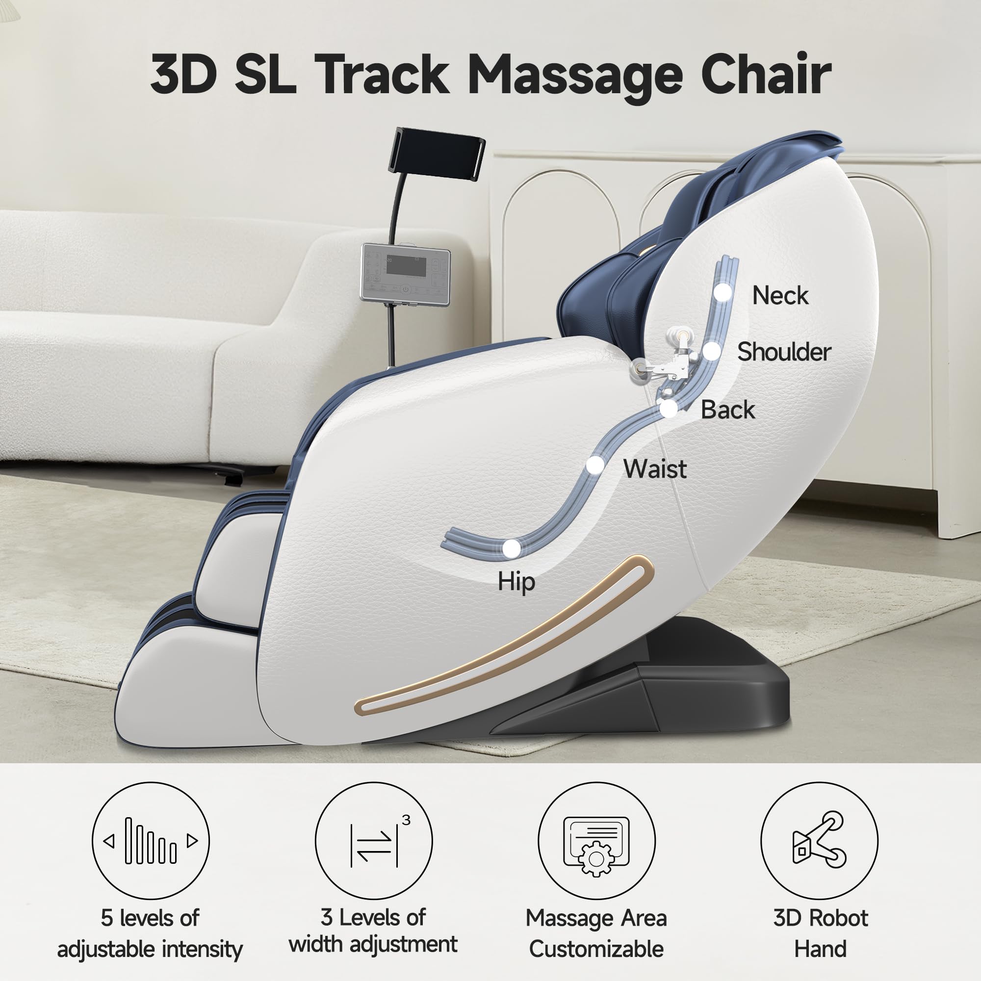 Real Relax Favor 06 Blue SL-Track close-up shows head-to-leg massage coverage