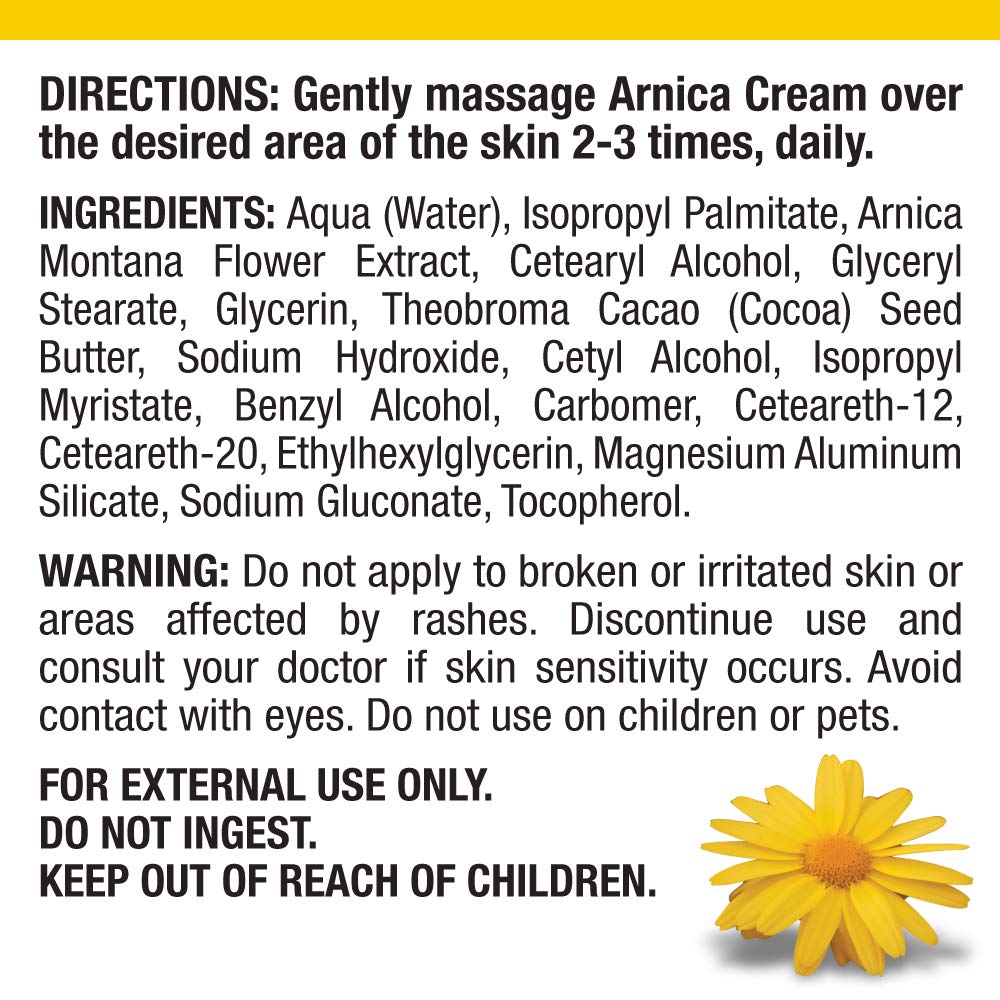 Real Relief Arnica Cream applied for soothing muscle soreness and bumps.