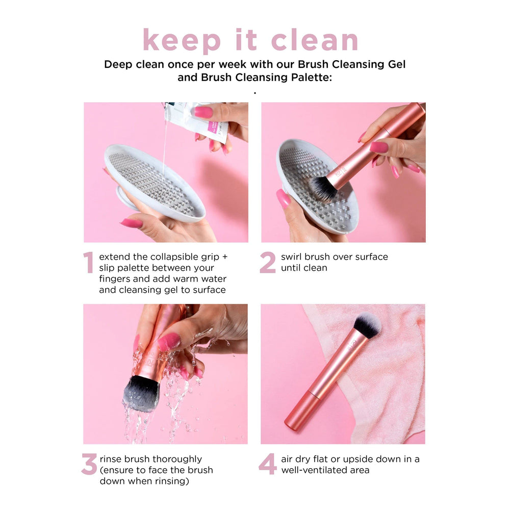 Real Techniques Artist Essentials Set close-up packaging showing all five brushes