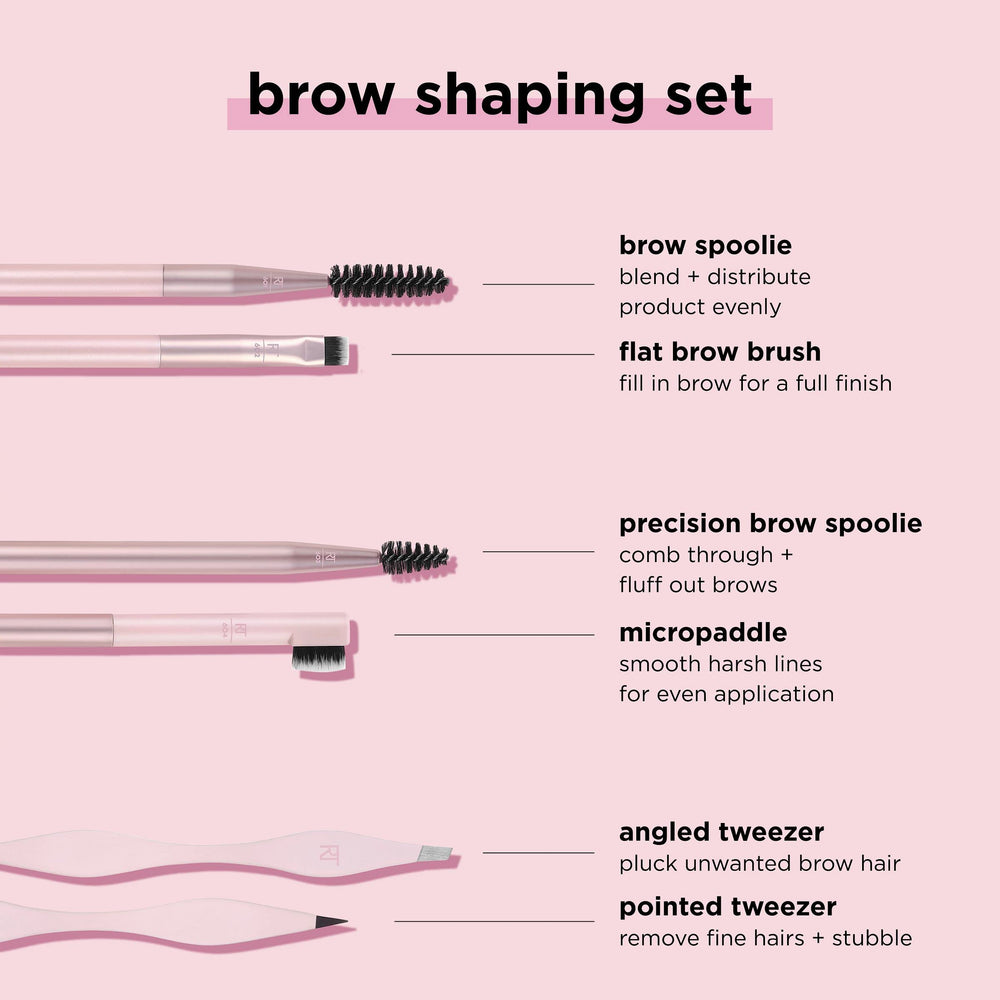 Real Techniques Brow Shaping Set brow spoolie and flat brow brush closeup for blending.
