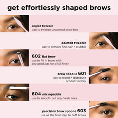 Real Techniques Brow Shaping Set flat brow brush closeup for even color distribution.