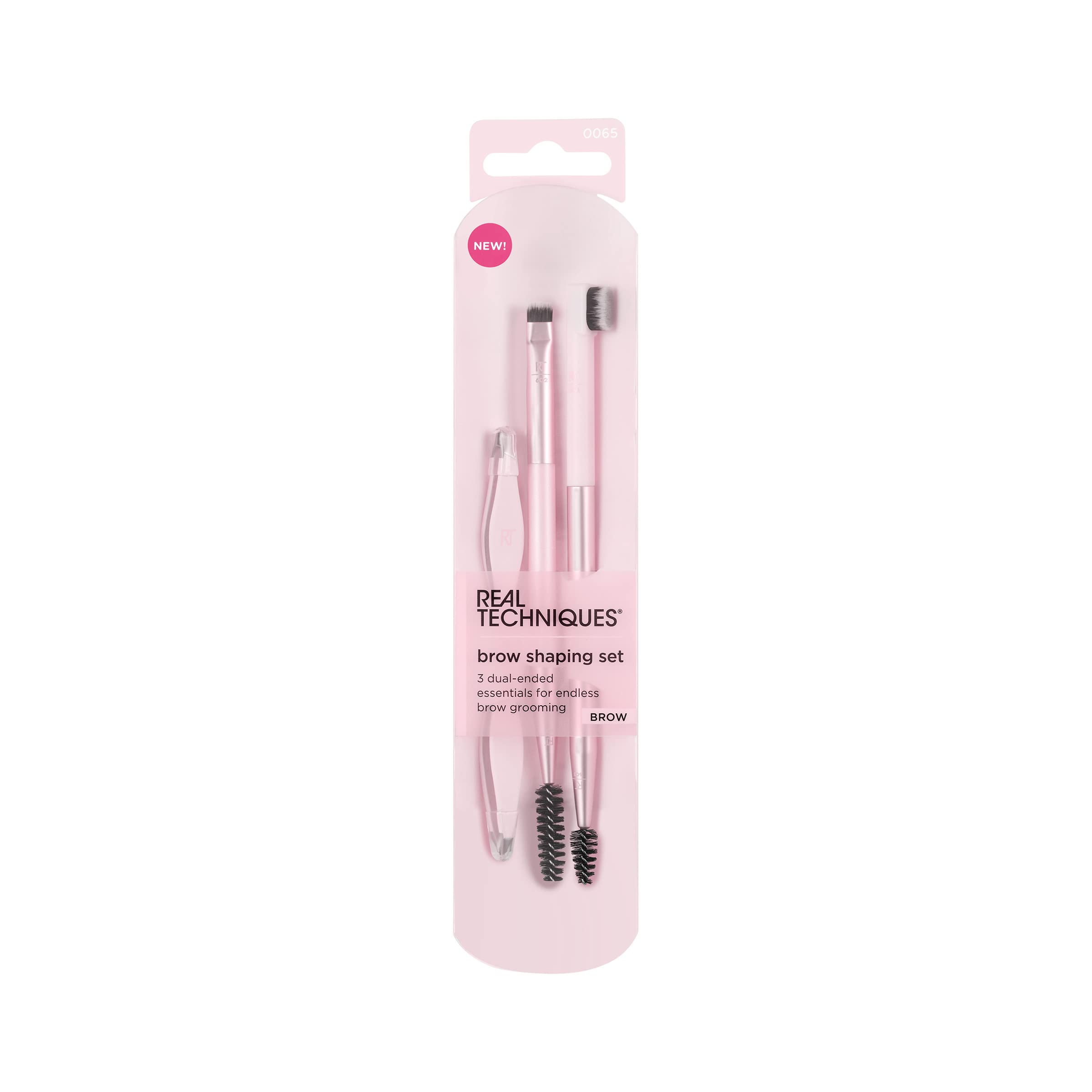 Real Techniques Brow Shaping Set pointed tweezers closeup for hard-to-reach hairs.
