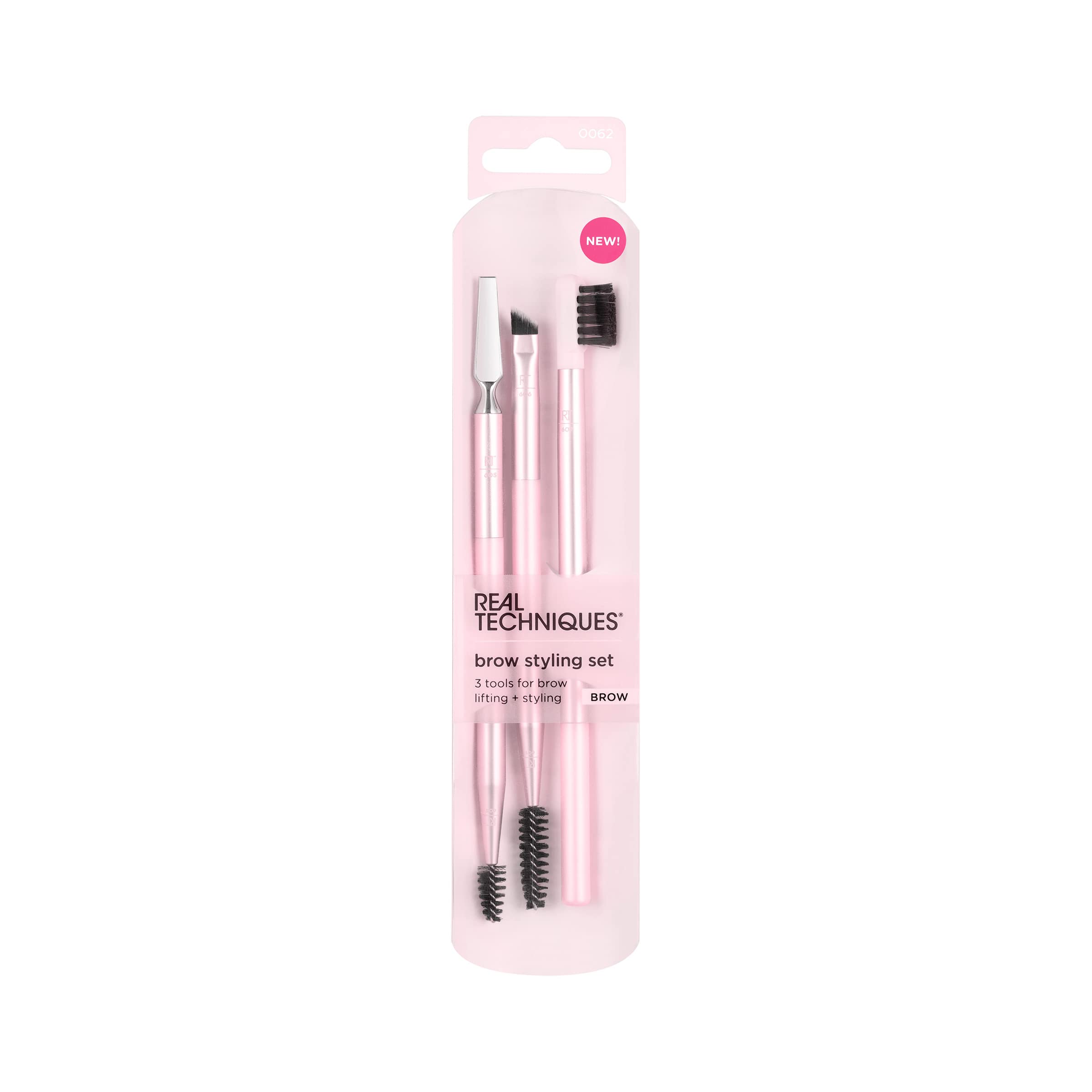Real Techniques Brow Styling Set 606 angled brow brush with spoolie for shaping.
