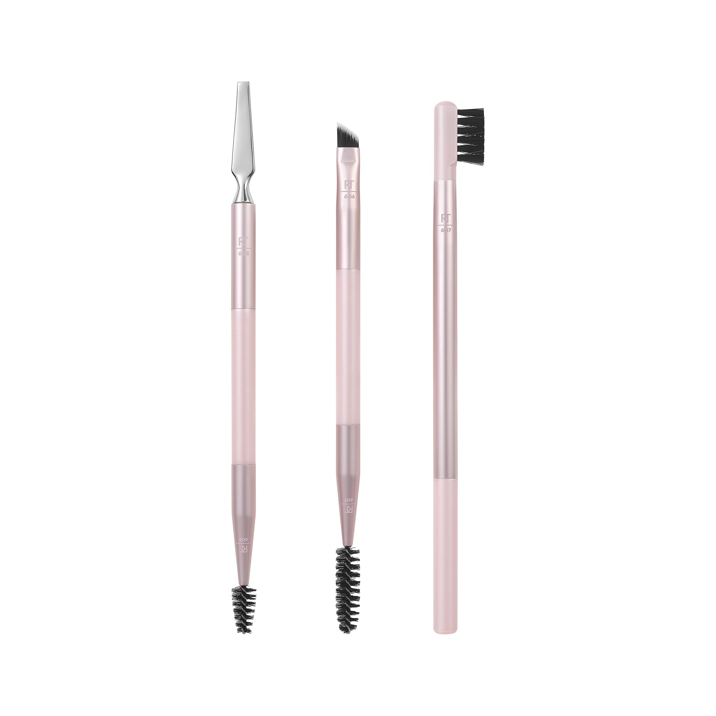Real Techniques Brow Styling Set 607 long-handled brow brush for precise filling.