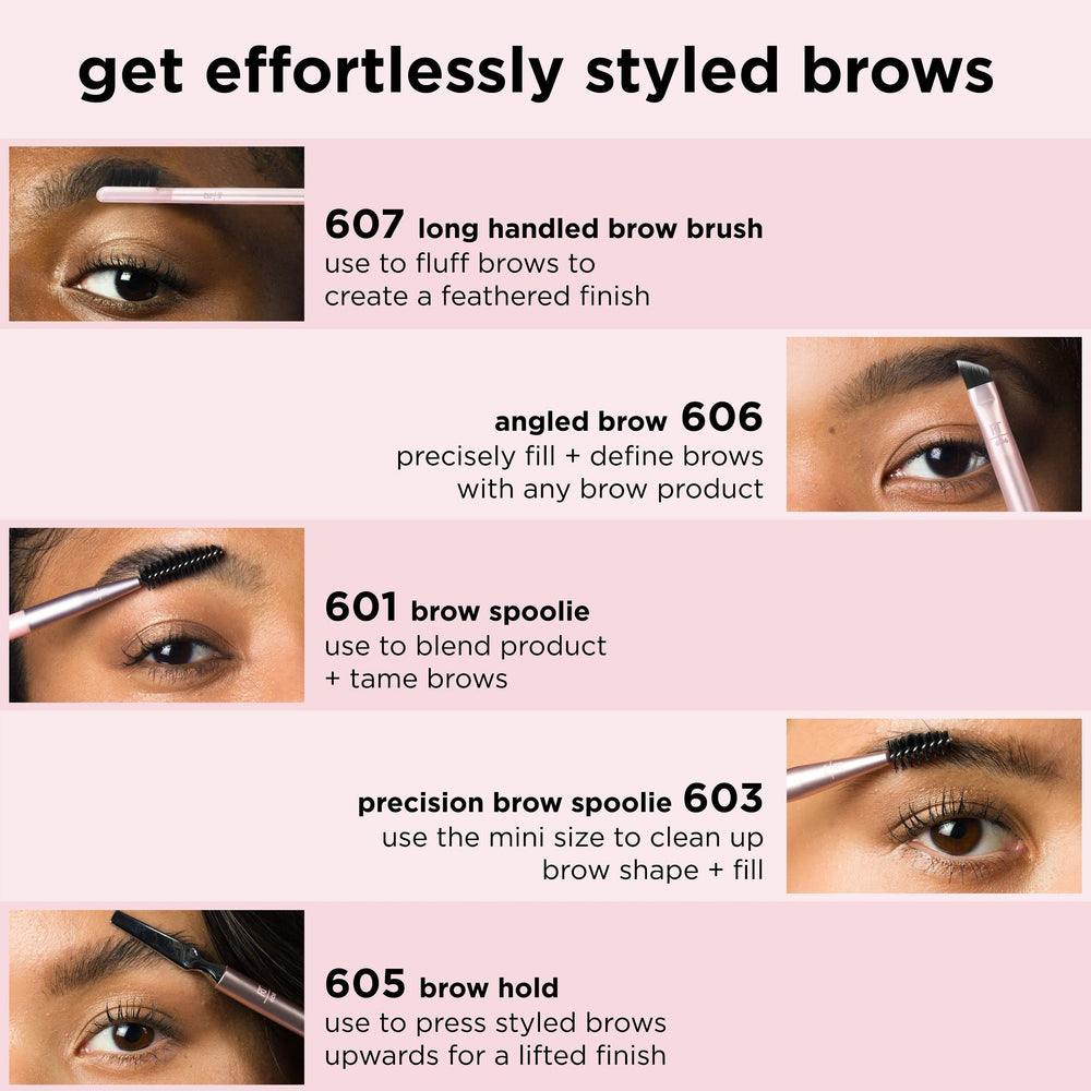 Real Techniques Brow Styling Set travel case close-up for on-the-go brows.